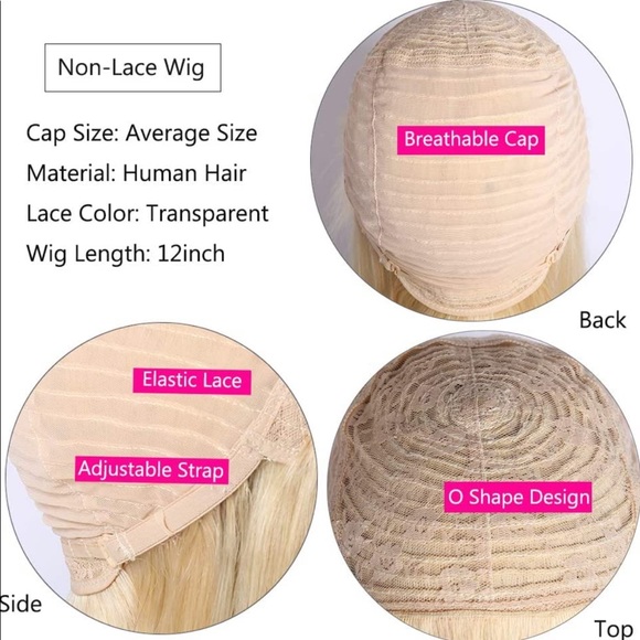 613 Blond Wig 100% Remy Human Hair 12” - Picture 3 of 8